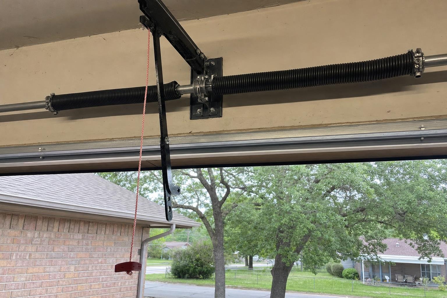 Garage door spring replacement example