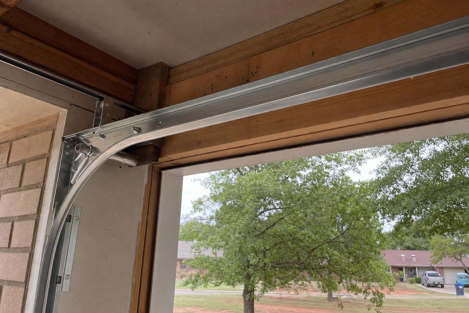 Example of illustrative image of garage door track realignment and repair work