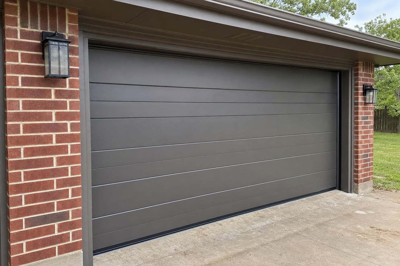 Photo of new garage door installation work